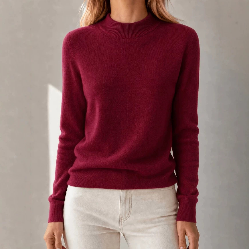 Cross-border wholesale of new autumn and winter women's long-sleeve knit sweaters with half-high collar, plus-size pullover tops, popular export item