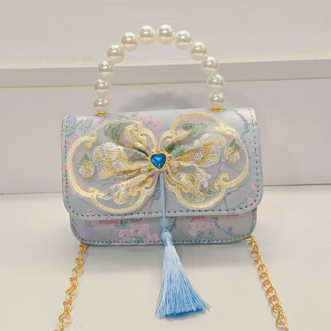 Bolso de perla estilo nacional arco bolso de cadena bolso de mochila para niñas vestidos chinos antiguos accesorios bolsos regalos para niñas