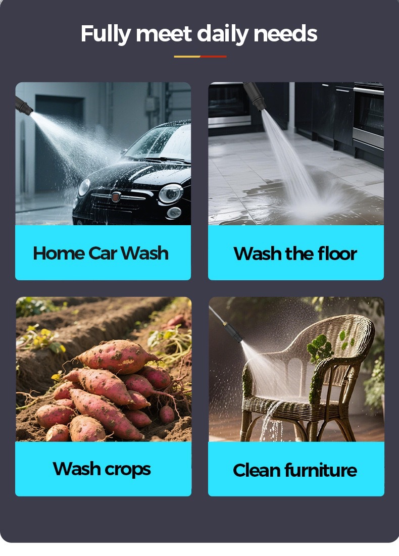 High-pressure car washer 220V portable car wash water gun household cleaning machine with trolley iron frame, high power and strong performance
