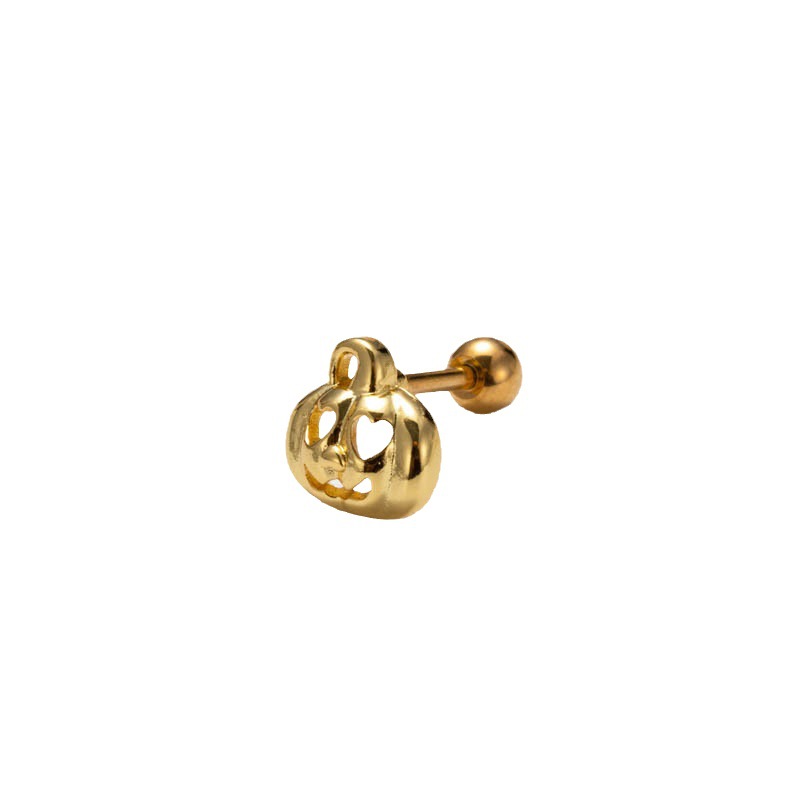 Henson's new 1.2 pole thick double head screw Halloween little devil pumpkin funny fashion piercing ear bone nail_voghion.com