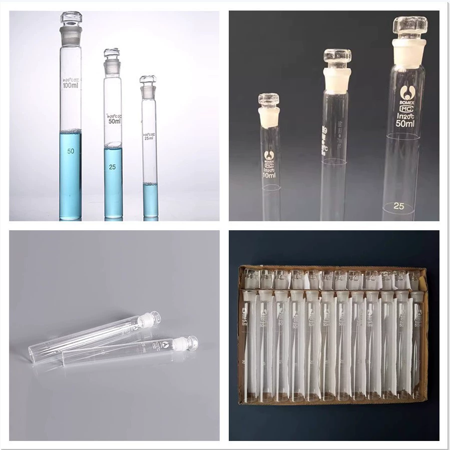 Цветиметрическая пробирка с пробкой 10 мл 25 мл 50 мл 100 мл/6*1 стеклянная цветиметрическая пробирка Несслера