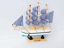 厂家批发地中海风格帆船摆件 16cm木质帆船模型 烘焙用品创意礼品