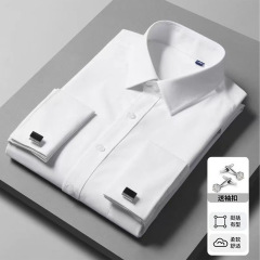 クロスボーダー AliExpress 外国貿易春高品質フレンチホワイトシャツカフスシャツメンズ長袖ビジネス紳士服大きいサイズ