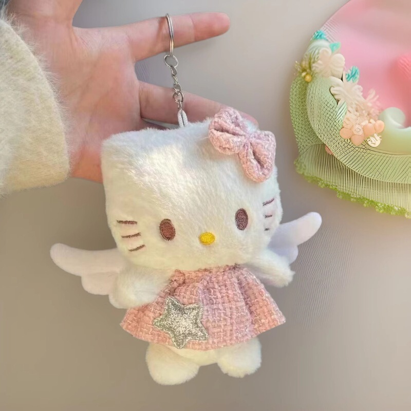 天使hellokitty小挂件毛绒玩具少女心钥匙扣包包挂饰玩偶礼品批发|undefined