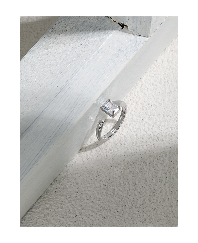 Fashion Square Sterling Silver Plating Inlay Artificial Gemstones Rings 1 Piece