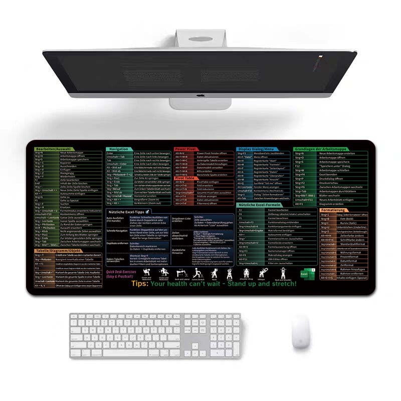 跨境批发热销英文快捷键多国语言定制耐脏鼠标垫办公桌垫MousePad|undefined
