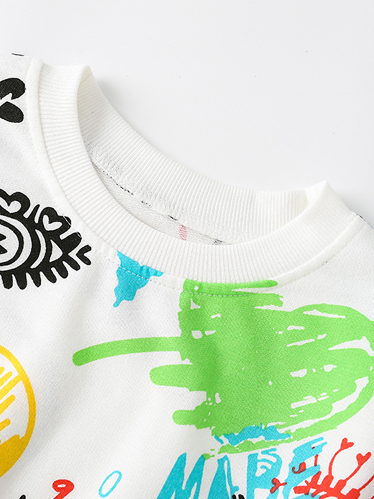 Malwee niño chaqueta de otoño nuevo estilo europeo y americano camiseta de cuello redondo casual impresa hermosa chaqueta infantil