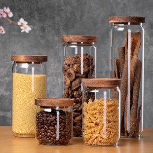 Large-Diameter Glass Storage Jar Kitchen Food Grains Coffee Beans Tea Sealed Jar High Borosilicate Storage Storage Bottle