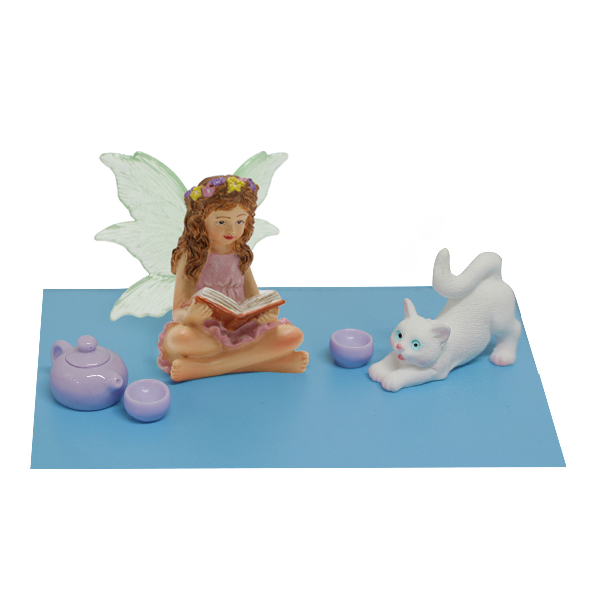 Creative courtyard balcony gardening luminous fairy decoration gift home simulation resin kitten decoration ornaments