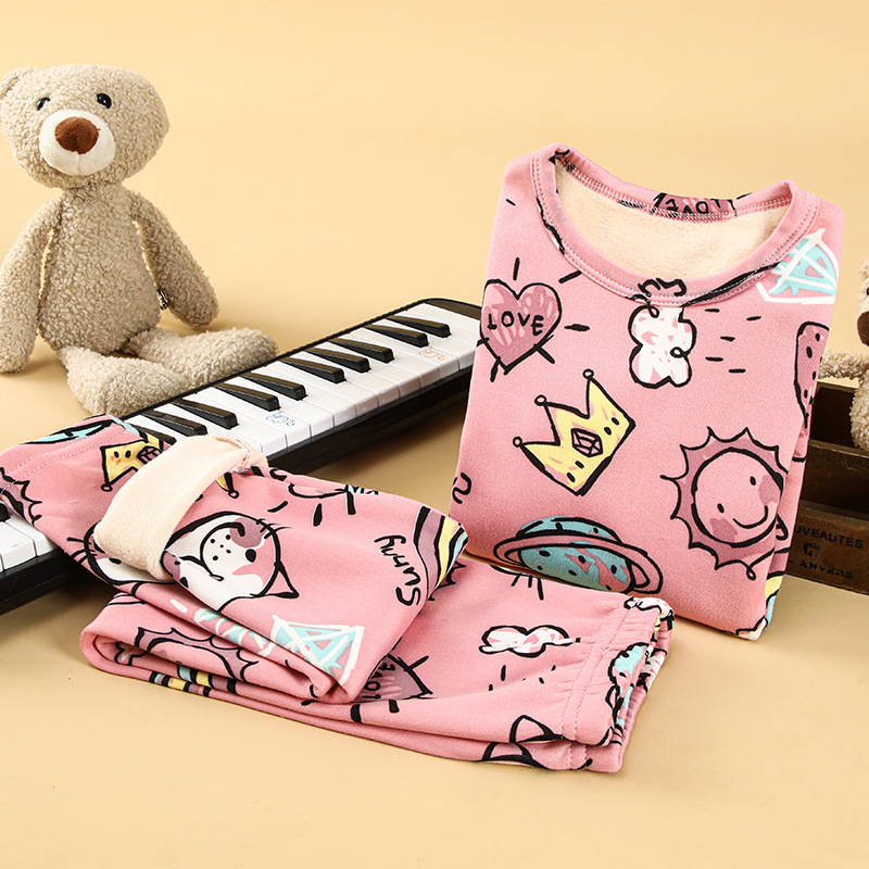 Traje de ropa interior térmica para niños con forro polar engrosado invierno niños bebés niños ropa de otoño pantalones largos ropa de abrigo para niñas traje