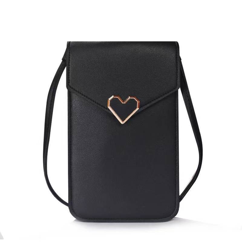 Nuevo amor pequeño bolso moda simple mini bolso de hombro portátil hebilla monedero transparente PVC pantalla táctil bolso del teléfono móvil