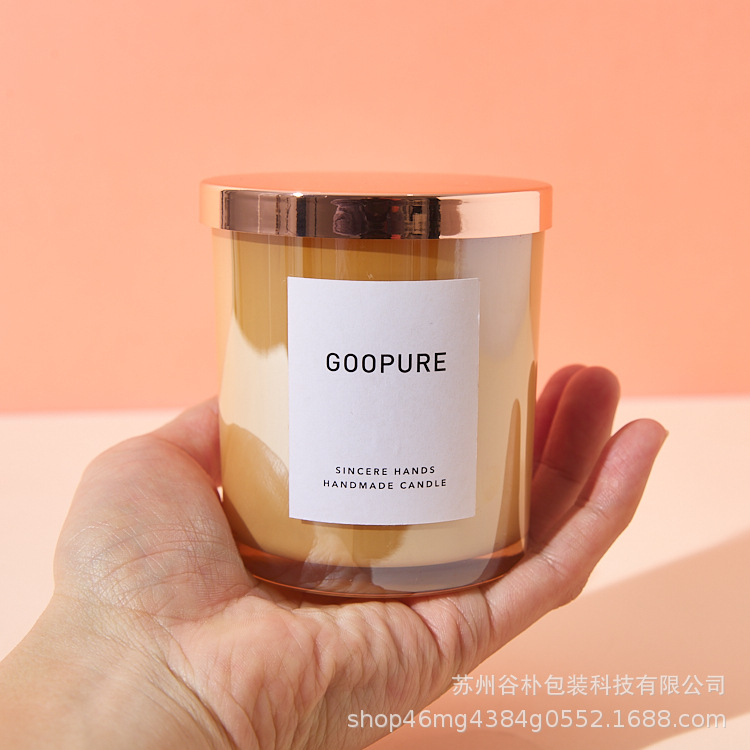 Portavelas de lujo 8090, portavelas de vidrio color champán galvanizado, portavelas de vidrio rojo galvanizado con tapa