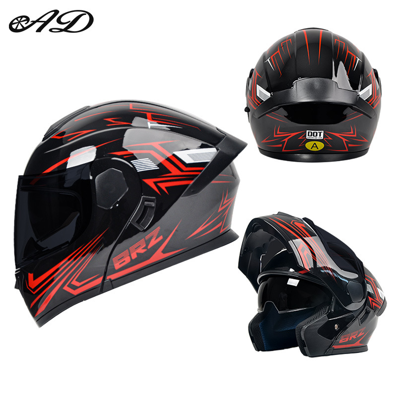 Foreign Trade 3C Certified Motorcycle Helmet Men's Motorcycle Full-Face Helmet Personalized Four-Season Electric Vehicle Safety Helmet Large Tail Fin Reveal