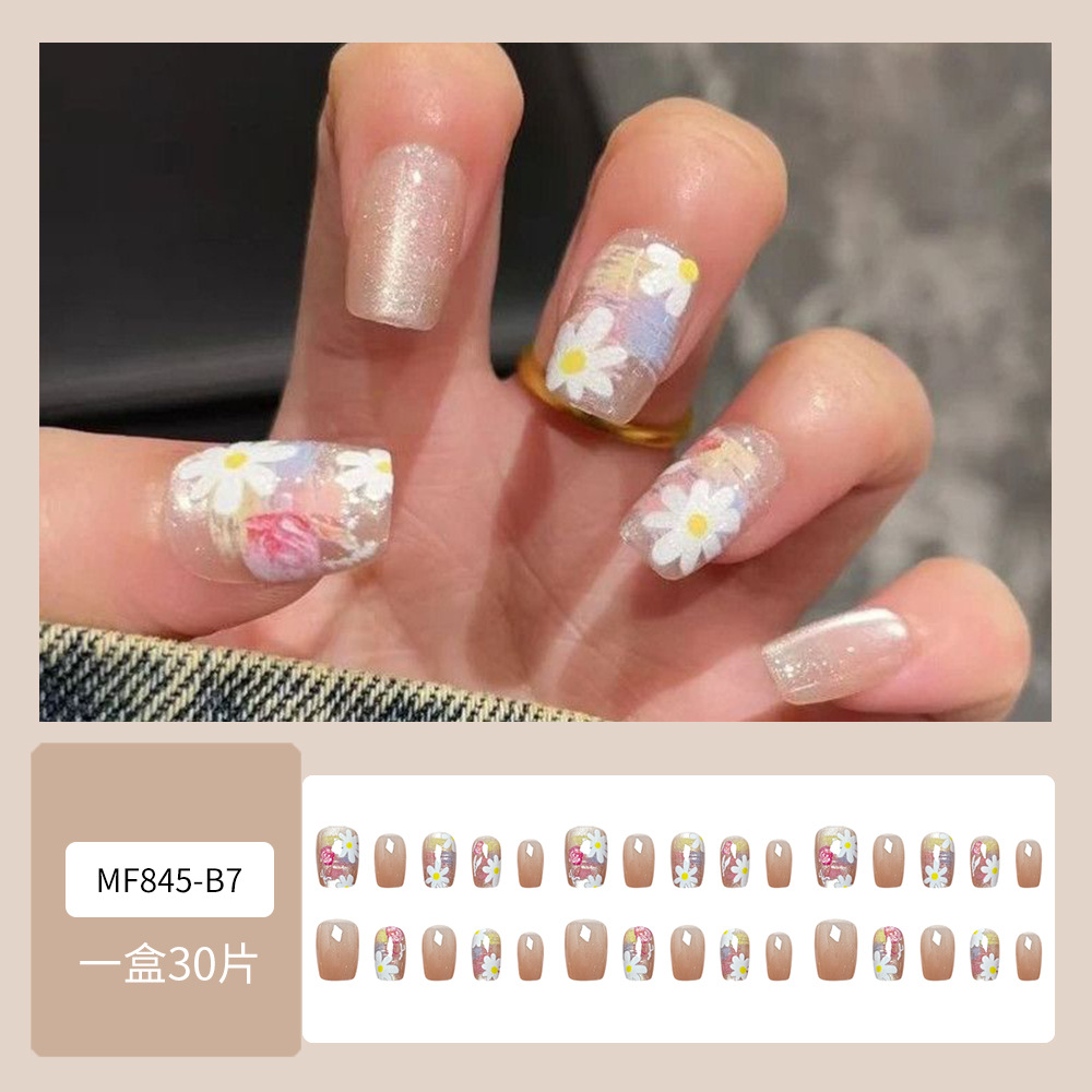 30 piezas de uñas postizas en caja, uñas de alta gama populares para llevar, puntas de uñas versátiles y de moda, gran venta al por mayor.