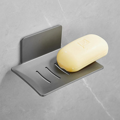 Gun gray bathroom soap dish creative drain stainless steel drill-free soap tray bathroom shelf wall-mounted