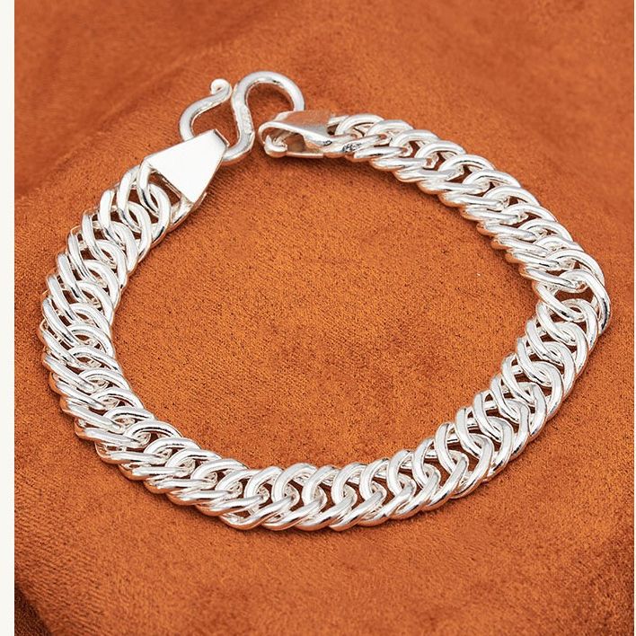 Men's Riding Whip Bracelet Domineering Hip-Hop Trendy Men's Thick Riding Whip Chain Personalized Chain Live Broadcast Same Style Copper Silver-Plated Bracelet New Year