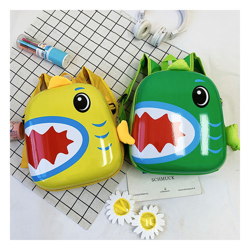 Children's Double Shoulder Bag Cartoon Shark School Bag for Middle and Small Classes, Hard Shell Cartoon Lightweight Backpack, Factory Wholesale