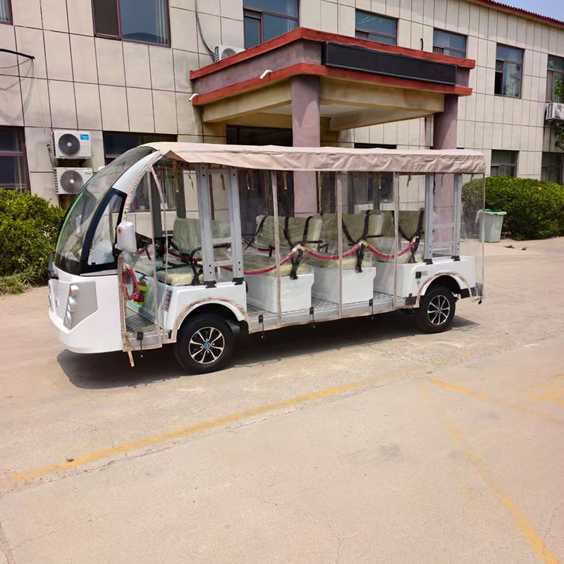 Electric sightseeing vehicle with 8-23 seats, scenic area shuttle vehicle, rainproof curtain, lithium battery sightseeing vehicle