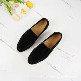 2024欧美乐福鞋女浅口女单鞋LP懒人鞋羊绒穆勒鞋圆头女鞋高品质