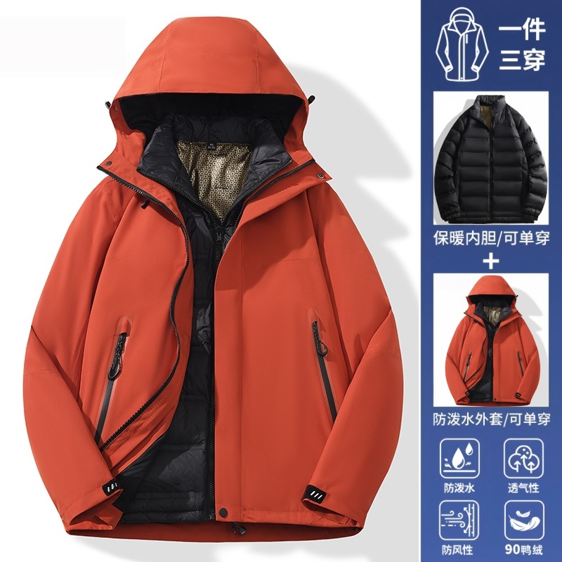 Chaquetas de montañismo y para actividades al aire libre para hombre y mujer, cortavientos e impermeables, conjunto de dos piezas 3 en 1, ropa de trabajo personalizada según normas nacionales. image 19
