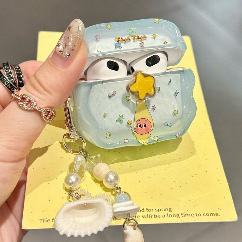 Suitable for Apple Airpods4 Bluetooth Headset Protective Cover Pro2/3 Generation Cartoon Soft Shell Wave Cute Star Man