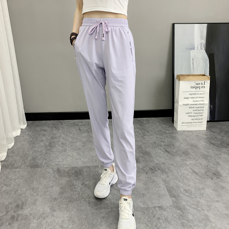 直送アイスシルクパンツ 男女兼用 速乾スポーツパンツ 夏用 伸縮性 通気性 速乾 薄手 日焼け防止パンツ|undefined