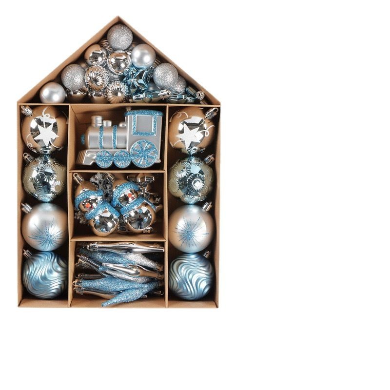クリスマスハウス型ボックスセット 70個のクリスマスボールギフトパック クリスマスツリー装飾ペンダント パーティー用品セット|undefined