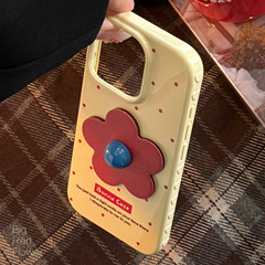 红色花朵苹果16手机壳iphone17promax适用12皮纹立体14复古13防摔