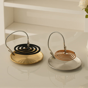 High-Looking New Iron Mosquito Coil Holder with Detachable Clip Household Mosquito Coil Tray Sandalwood Holder Creative Electroplating Tray