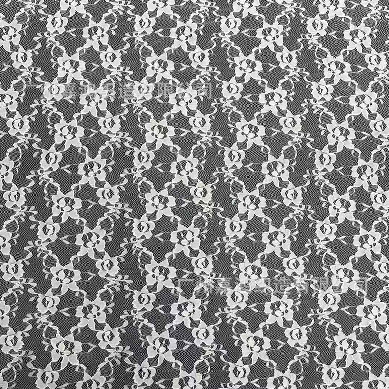 2026 tejido de encaje de manga larga plegado para usar camiseta de fondo tejido de encaje de albaricoque blanco y negro en stock