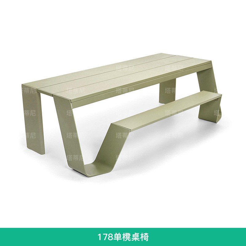 Conjunto de mesa y silla al aire libre de una pieza comedor café titular de la tarjeta pública Parque al aire libre de acero inoxidable ocio combinación muebles image 8