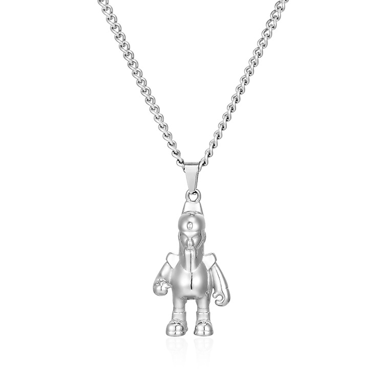 Estilo nacional de moda Wucai Shen Guan Gong colgante collar de acero inoxidable personalidad collar de titanio de oro 18K