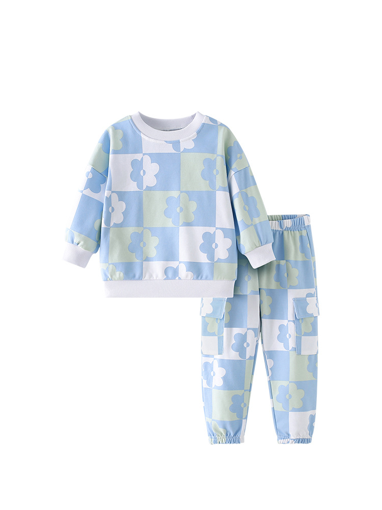 Malwee ropa de otoño para niños de dos piezas nuevo traje de suéter de estilo occidental de manga larga con cuello redondo informal para niños europeos y americanos