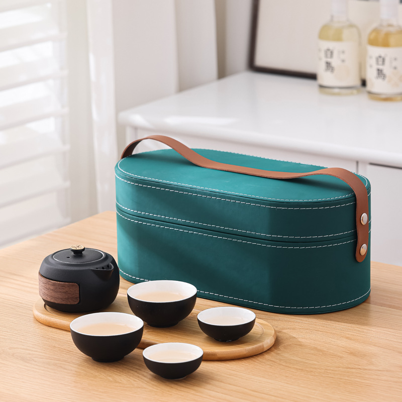 Juego de Té de Viaje Portátil de Cerámica con Taza Rápida