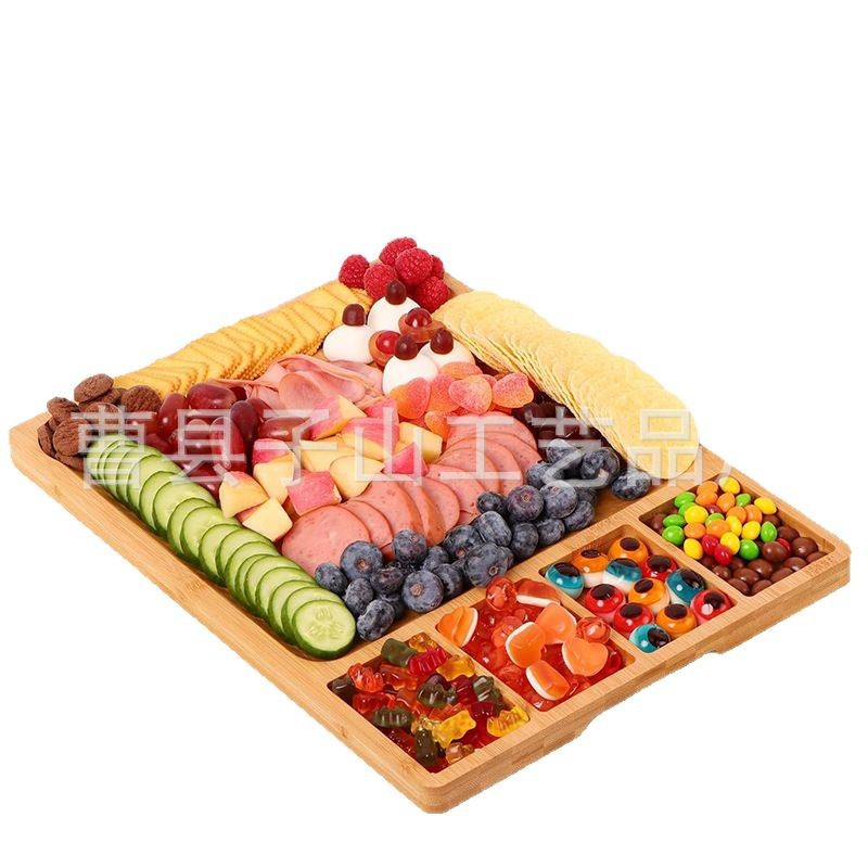 bandeja de bambú tablero de corte tablero de queso creativo bandeja de cocina de bambú y madera bandeja de fiesta tablero de postres de frutas