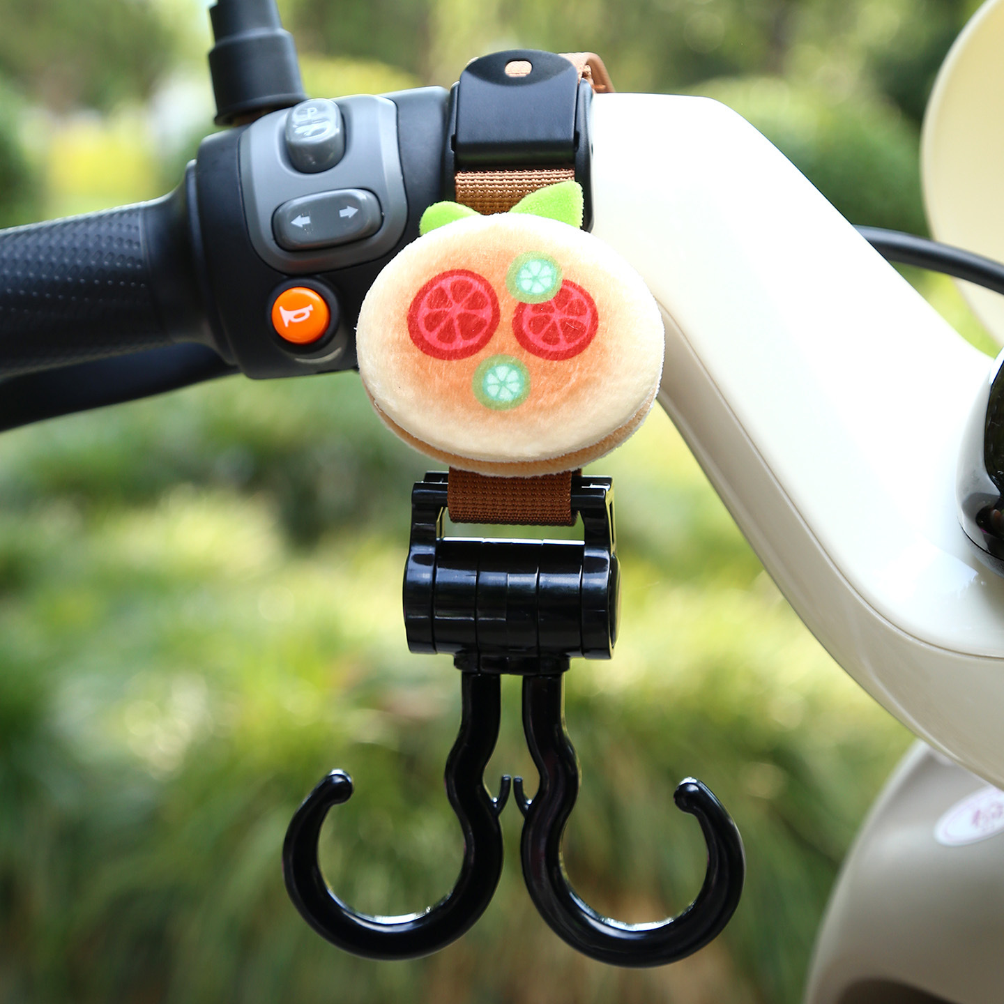 Hook Enhanced | Universal Other Electric Vehicle Accessories - brown-double-hook-cute-hamburger-plush-extended-45cm