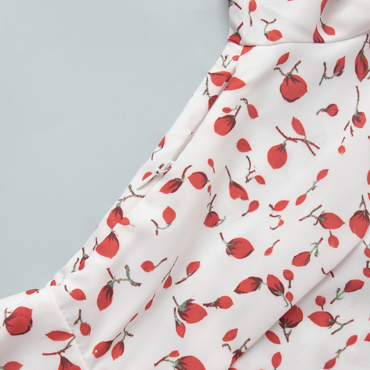V-neck Printed Dress For Women, European And American Summer New Style, Bubble Sleeve Short Skirt_ecoleips.com