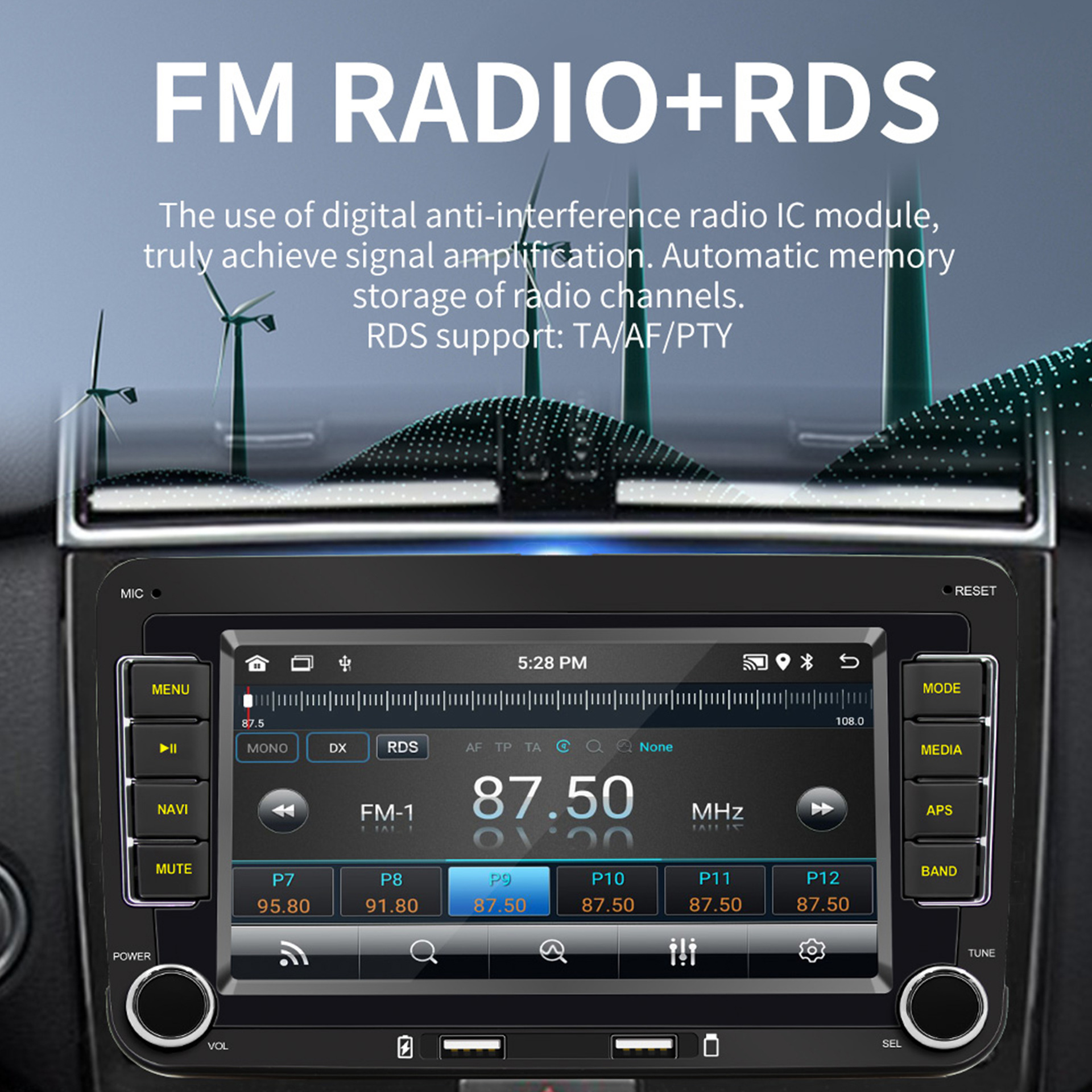 7inch Dual-Disk Car Bluetooth Mp5 Wired Android Auto Wireless Carplay Gps Navigation Suitable for Volkswagen