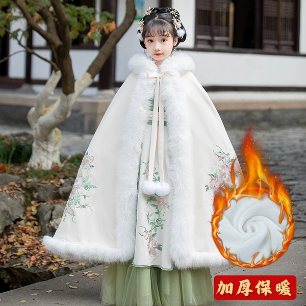Hanfu, fleece winter trench coat