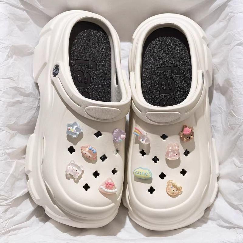 Thick-Soled Bow-Foot Clogs for Women 2025 New Summer Outer Wear Increased Eva Anti-Slip and Deodorant Toe-Cap Half Slippers