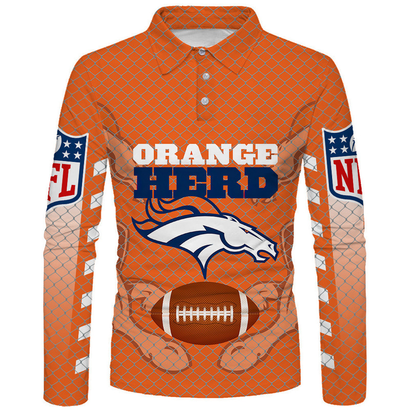 American Nfl Football Series Base Shirt 3D Digital Printed Long-Sleeved Polo Shirt Spring and Autum Men's Sweatshirt