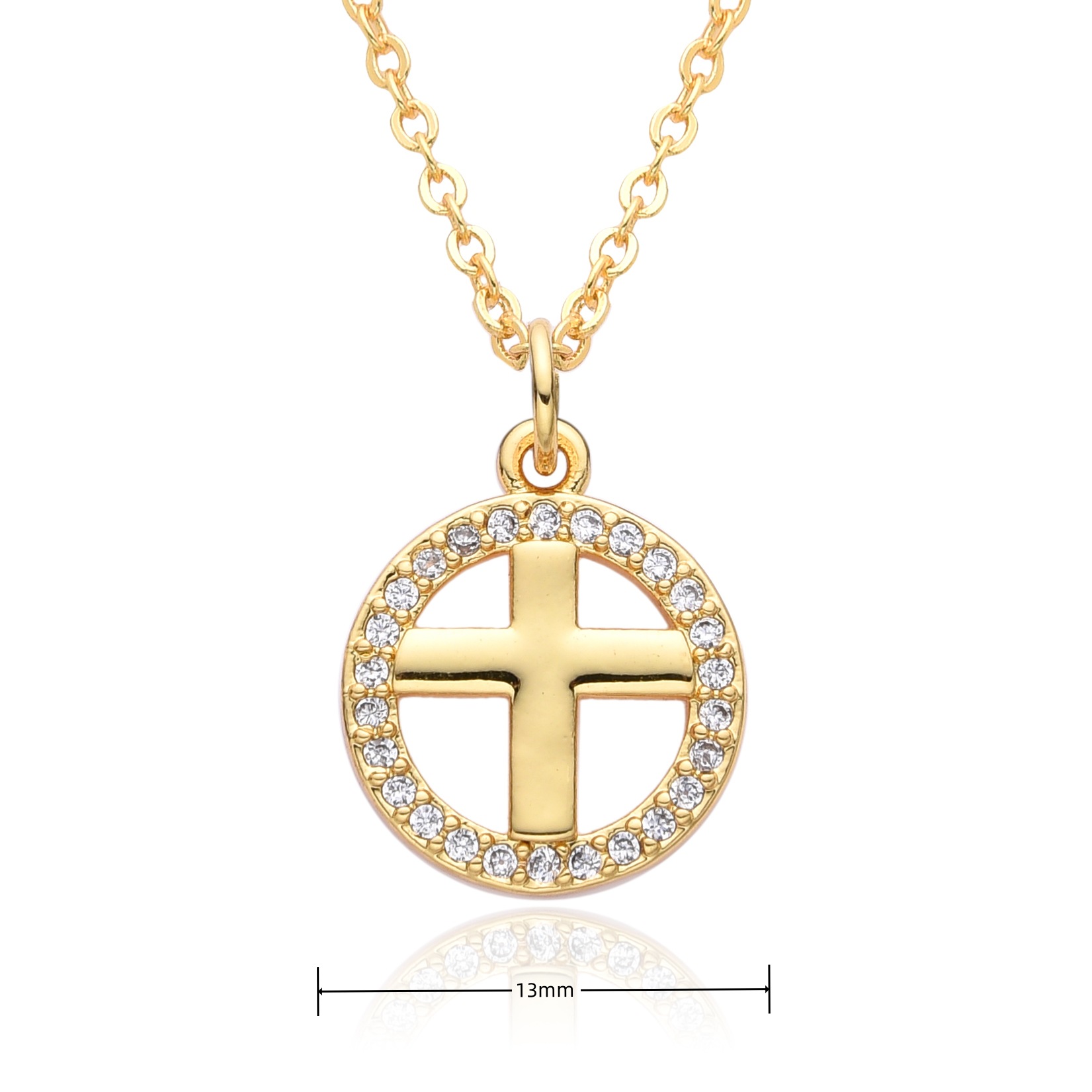 14g Weight Gold Plated Plating Material Zircon Inlay Material Pendant Necklace Classification cable chain Chain Type 1 Piece Quantity Holiday, Daily Occasion Copper Material Cross Pattern Women's Gender Hollow Out, Inlay Design Simple Style, Shiny Style Copper Gold Plated Simple Style Shiny Cross Hollow Out Inlay Zircon Pendant Necklace 22