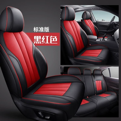 Car Seat Covers for All, Modelə uyğun (Original) oturacaq örtükləri - black-red-standard-edition-five-seats-nappa-leather-full-surround-of-front-and-rear-rows