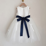 Детское вечернее платье с бантиком, длинный костюм без рукавов, длина миди, детская одежда