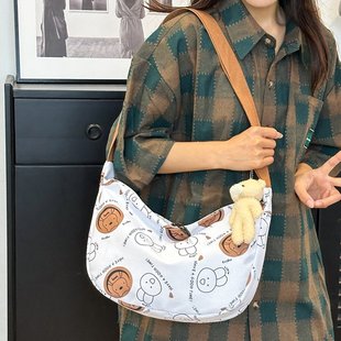 Brand capacious shoulder bag, nylon universal one-shoulder bag, pendant