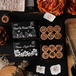 Yuezhen Jing Luxurious Time Wooden Stamp Journal Stamp Cross-Border Vintage DIY Stamp English Floral Journal Stamp