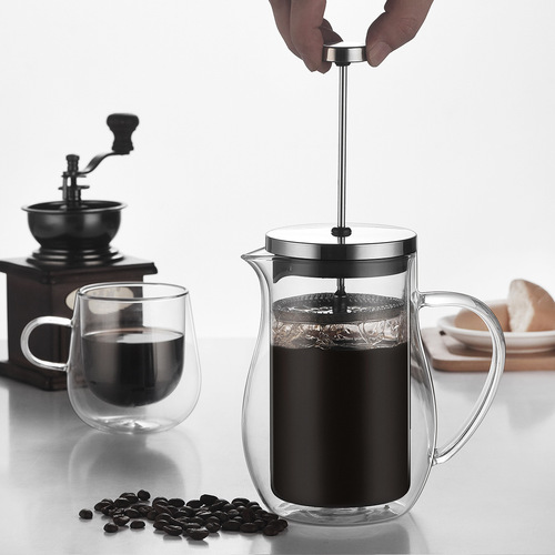 Double-layer French press pot glass coffee pot double-layer insulated coffee utensils household filter sharing pot colored glass pot
