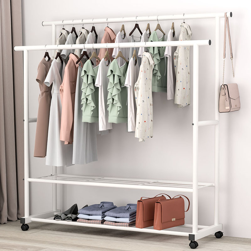 1.5m 흰색 25 튜브 이중층 이중 극 두꺼운 도르래 이중 걸이 옷 내하중 100kg