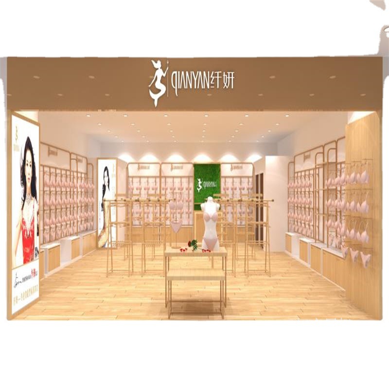 服装店家居服展柜木纹烤漆文胸展厅内衣货架内衣展示柜定制