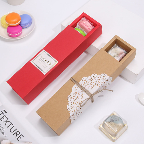 Retro kraft paper drawer baking cookie box macaron packaging box candy chocolate cookie mooncake gift box